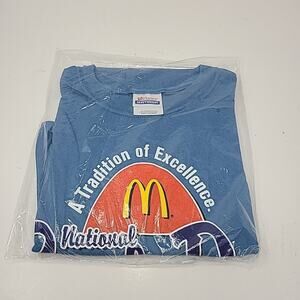 Mcdonald's National People Day Blue T-shirt Quality People Service & Food Tee L
